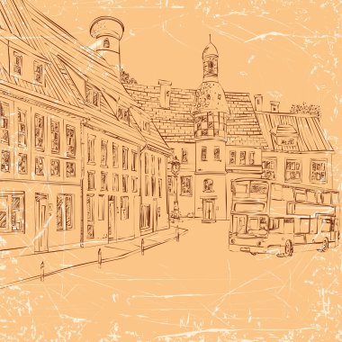 mağaza sokak sahne, vintage şehir arka planlar