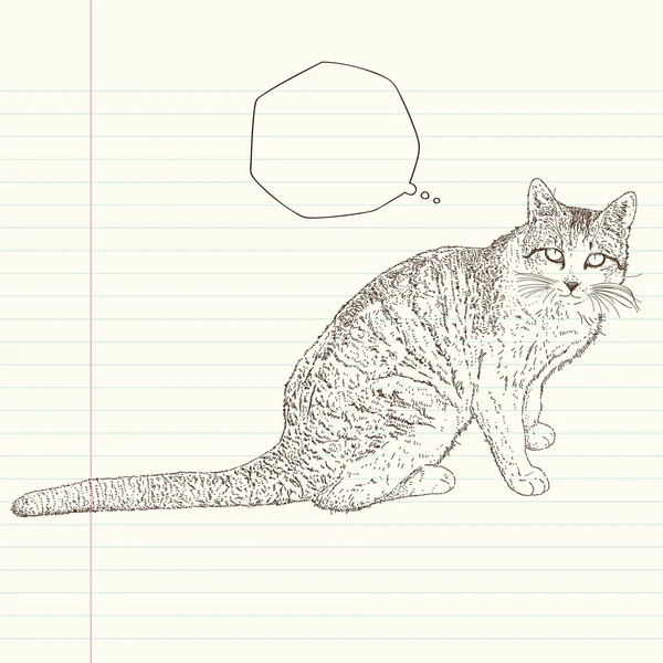 Chat assis, beau chat vous regarde — Image vectorielle