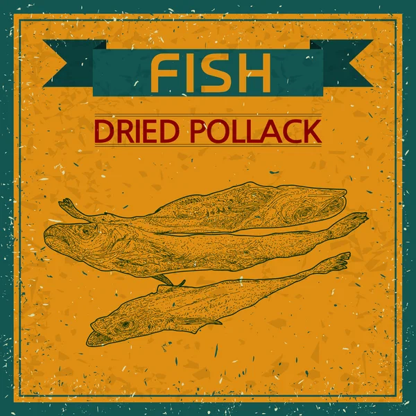 Kurutulmuş walleye pollack kroki — Stok Vektör