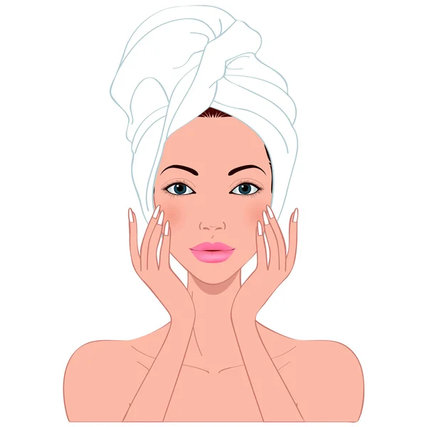 Beautiful woman's skin care — Stock Vector