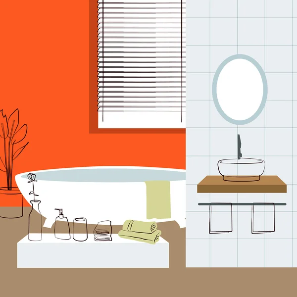 Cuarto de baño interior — Vector de stock