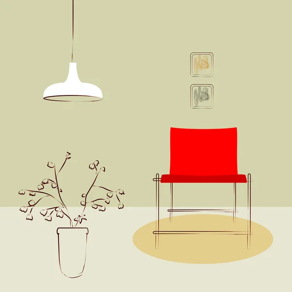 Chaise latérale rouge — Image vectorielle