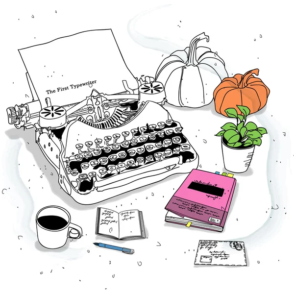 Still life with a vintage typewriter — Stock Vector