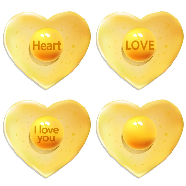 Coração de ovos, ovos fritos em forma de coração — Vetor de Stock
