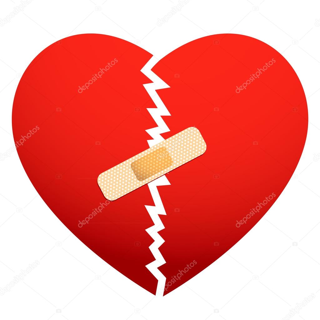 broken heart, wounded heart red hearts band-aid