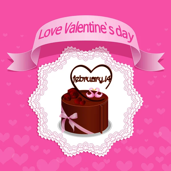 バレンタインの日、甘いチョコレート ケーキが大好き — ストックベクタ