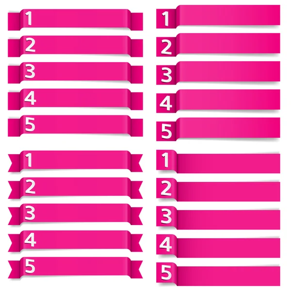 Número cinco banner rosa, etiqueta engomada fuente web — Vector de stock