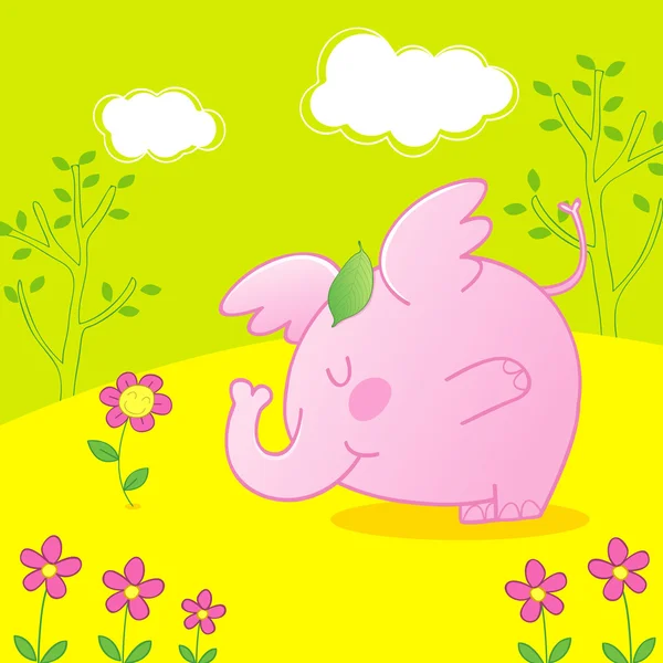 Elefante bebé rosa, cuento de elefante bebé rosa — Vector de stock
