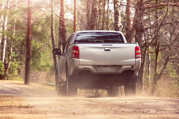 Kamyonet çakıl orman yolunda.