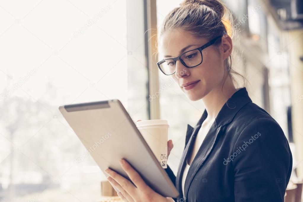 Businesswoman using a digital tablet