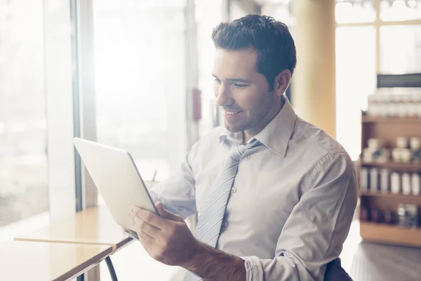 Businessman having a coffee break