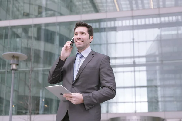 Business man with tablet computer — Stock Photo, Image