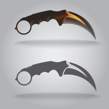 Illustration of karambit sharp knife.Claw shape clipart