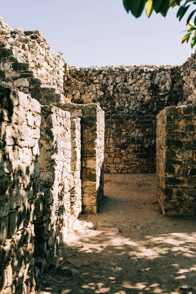 Detail of the castle walls of the city of Tavira in the Algarve south of Portugal