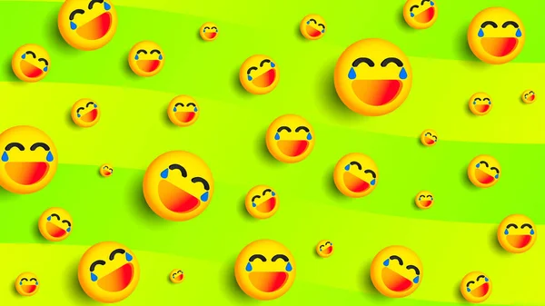 Çizgili Arka Planı Olan Boyutlu Komik Emoji — Stok Vektör