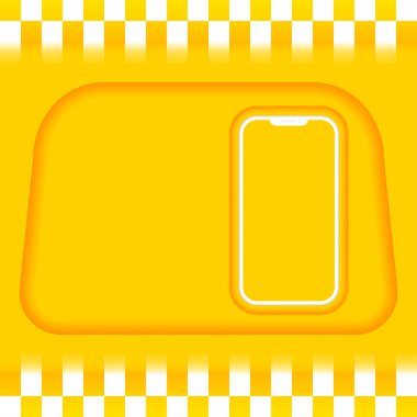 Sarı arka planda taksici mobil uygulama akıllı telefon