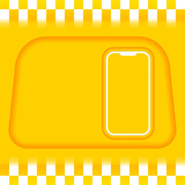 黄色の背景にタクシーモバイルアプリのスマートフォン — ストックベクタ