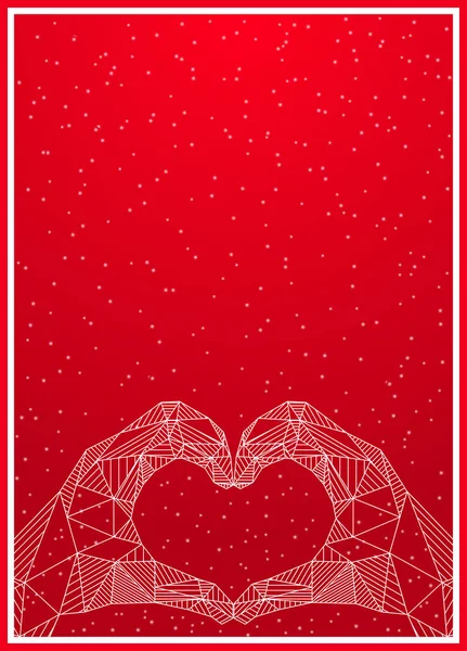 Manos Corazón Nieve Tema Arte — Vector de stock