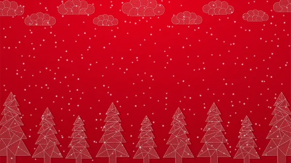 Рождественские Елки Облака Фоне Снега — стоковый вектор
