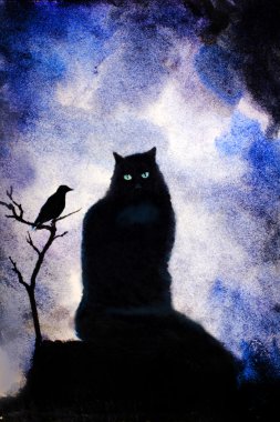 Yeşil gözlü siyah kedi