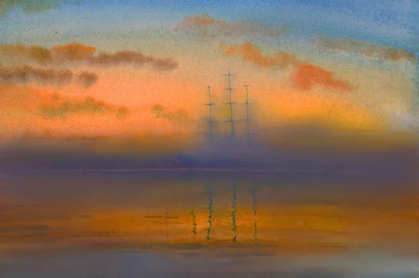 Drie-masten zeilboot — Stockfoto