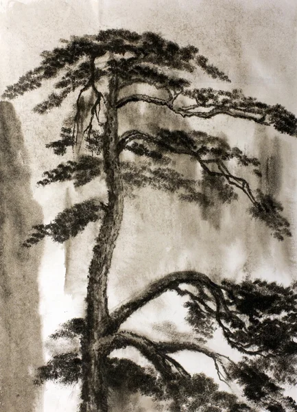 Chinees schilderij pine — Stockfoto