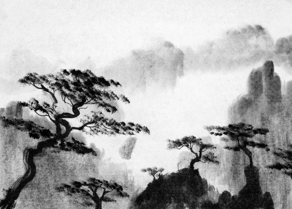 松树和山 — 图库照片