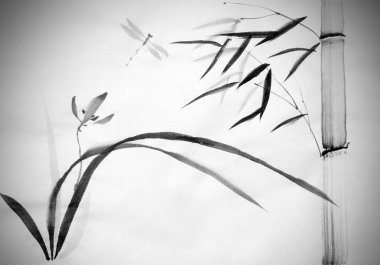 vahşi orkide ve bambu