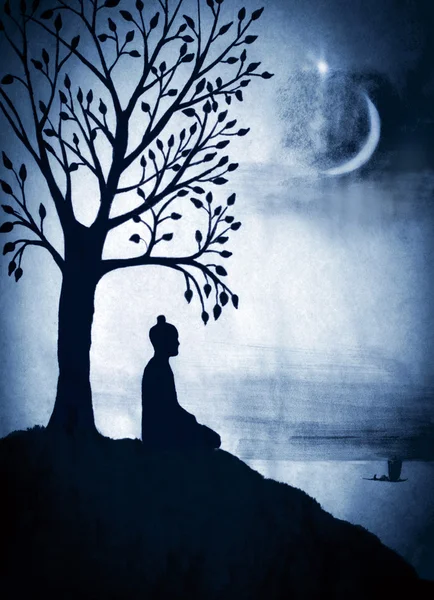 Buddha under the Bodhi tree — Stock Photo, Image