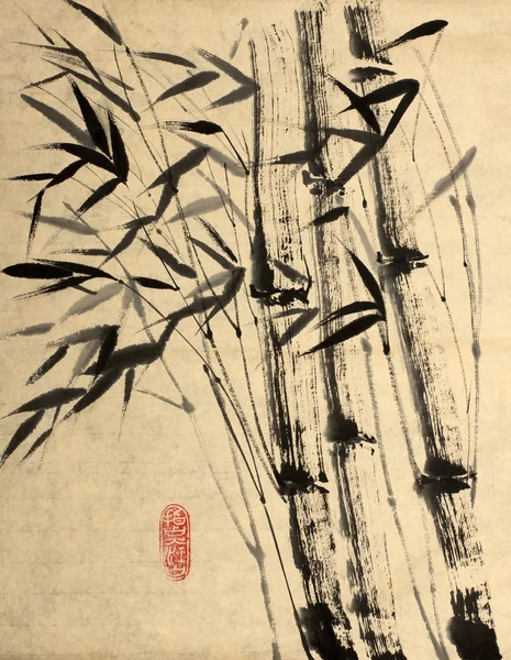Originele tekening van bamboe — Stockfoto