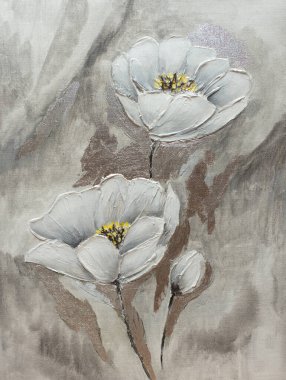 tuval üzerinde narin ve beyaz gelincik çiçeği