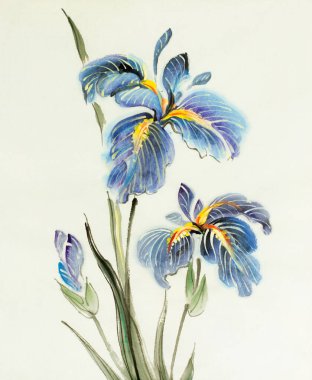 açık arkaplanda mavi süsen çiçekleri