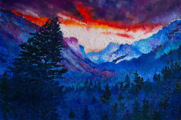Pôr Sol Crepúsculo Nas Montanhas — Fotografia de Stock