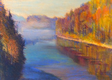 sonbahar orman ve nehir