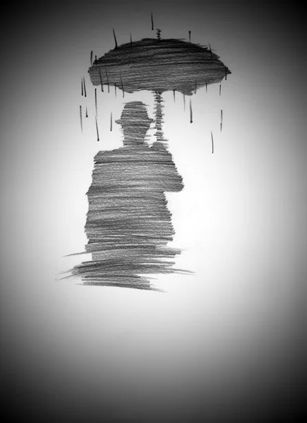 Человек под дождем — стоковое фото