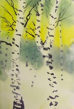 Kış huş ağacı orman