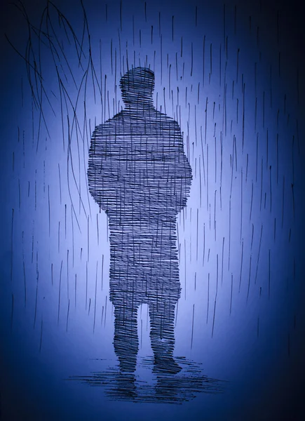 Homme sous la pluie — Photo