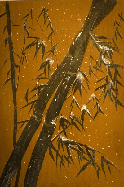 Bambu e neve — Fotografia de Stock
