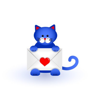 sevimli kedi bir mektup holding