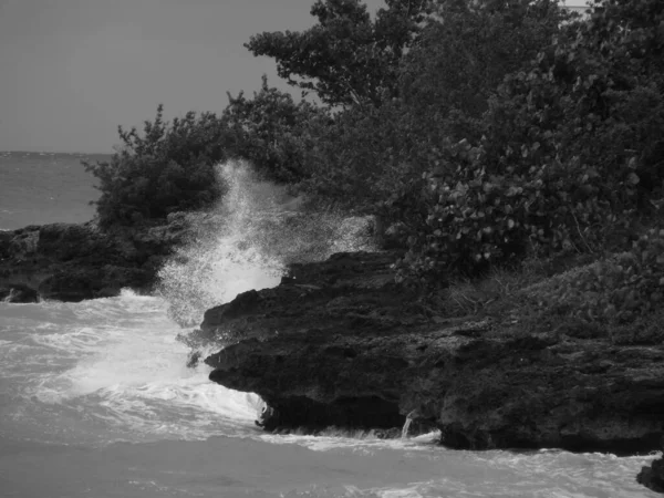 Olas Rompiendo Imagen Blanco Negro — Foto de Stock