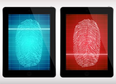 Fingerprint Scanning Tablet - Illustration. clipart