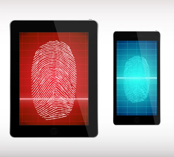 Parmak izi tarama akıllı telefon ve Tablet - illüstrasyon.