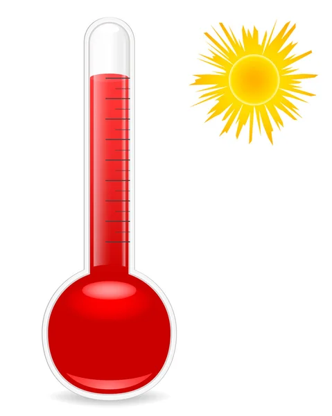 Termometre ve güneş. Vektör çizim.