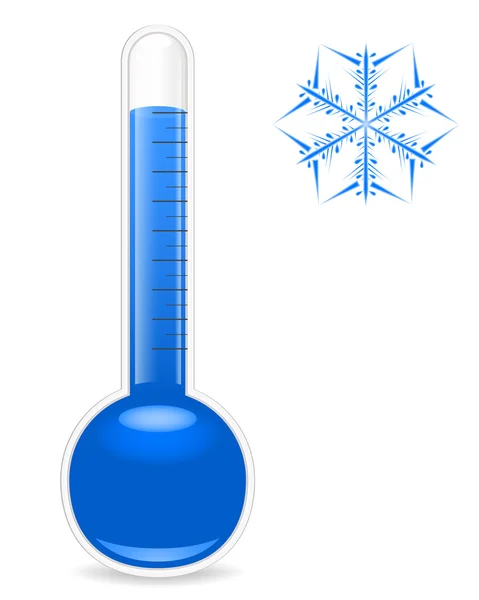 Termometre ve kar tanesi. Vektör çizim.