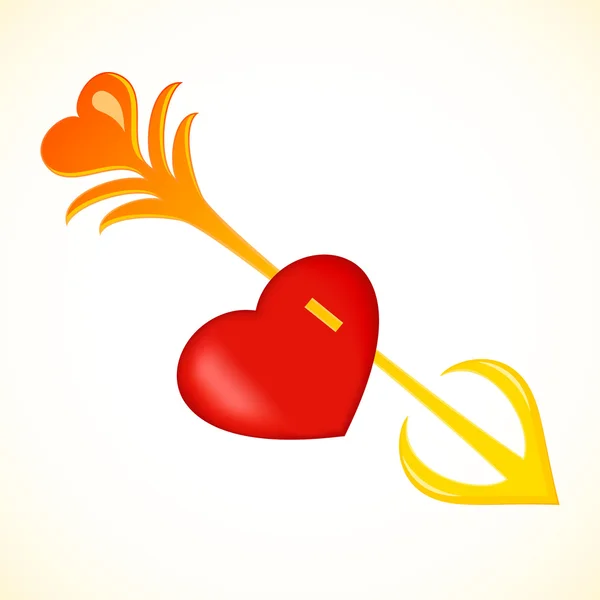 Bir okla - illüstrasyon kalp deldi.