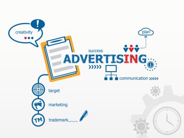 Reklam kavramı ve dizüstü.