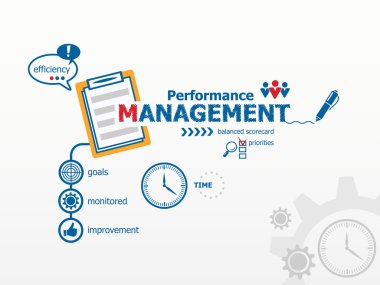 Performance management and notebook.  clipart