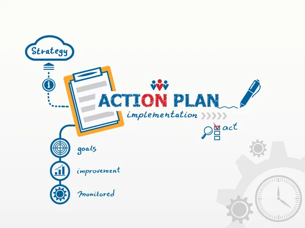 Concept et cahier du plan d'action . — Image vectorielle