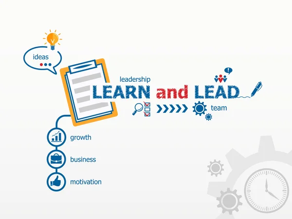 Lern- und Führungskonzept und Notizbuch für Effizienz, Kreativität, — Stockvektor