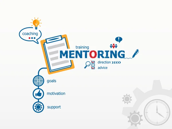 Mentoring-Konzept und Notizbuch. — Stockvektor